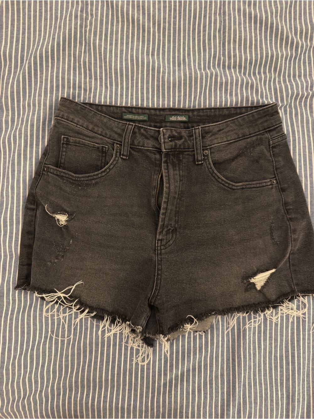 High-Waist Distressed Women's Denim Shorts - Black Wild Fable